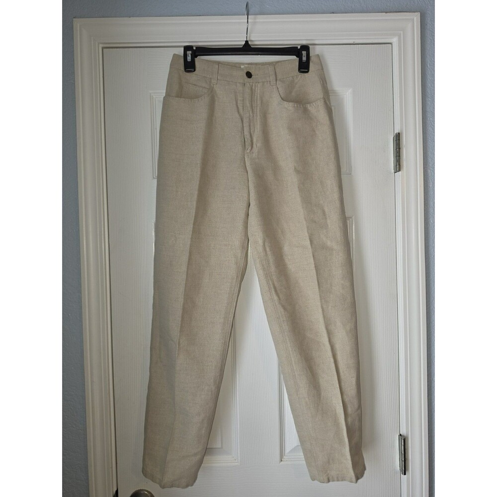 Talbots Tan Irish Linen Blend Slim Ankle Pants Womens 6P High Rise Tapered